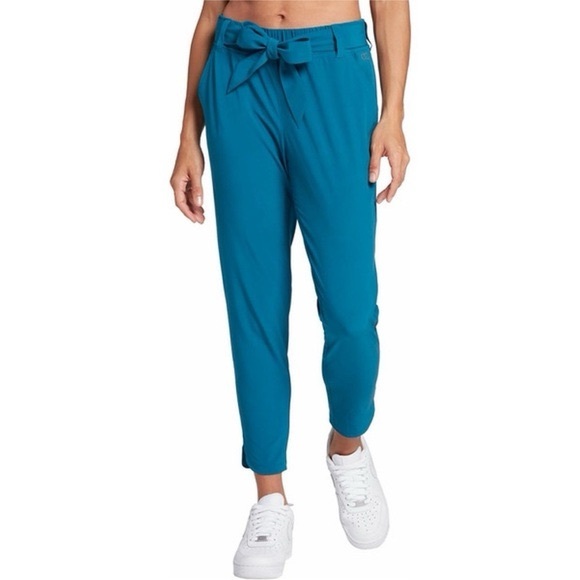 Calia Pants - NWT Calia Journey Self Belt Ankle Pants Size L Ink Blue Pull On Athleisure 14